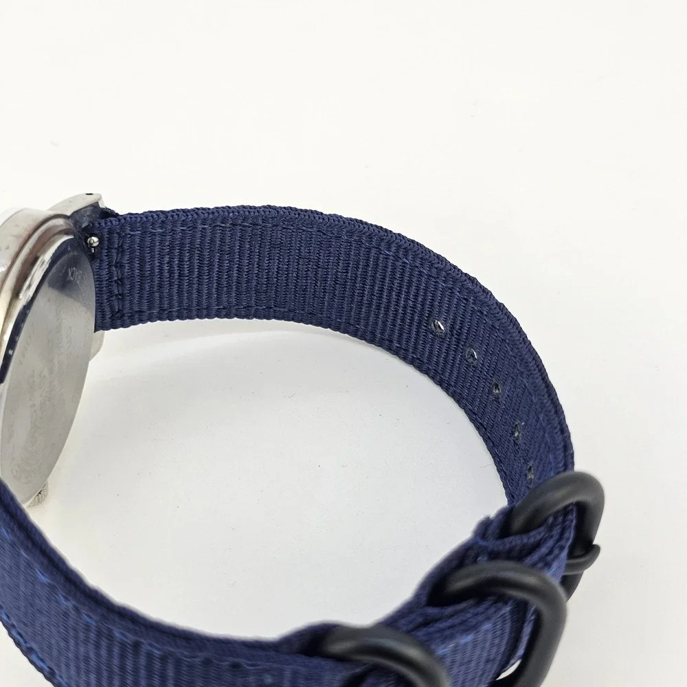 38MM Men's Watch Gray Dial New Navy Blue Canvas‎ Bands New Battery